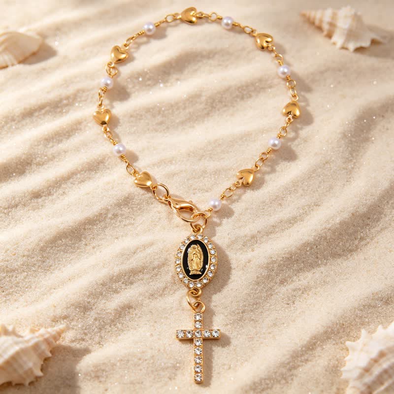 Christianartworkshop Oval Gem Rim Our Lady Cross Car Charm: Sign of Steady Divine Comfort - Black - image 4