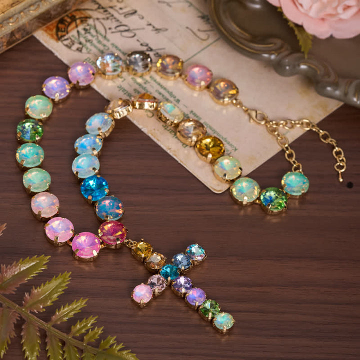 Christianartworkshop Eye-Catching Jeweled Copper Cross Necklace: Messenger of Heavenly Splendor - image 3