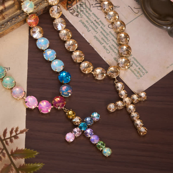 Christianartworkshop Eye-Catching Jeweled Copper Cross Necklace: Messenger of Heavenly Splendor - image 2