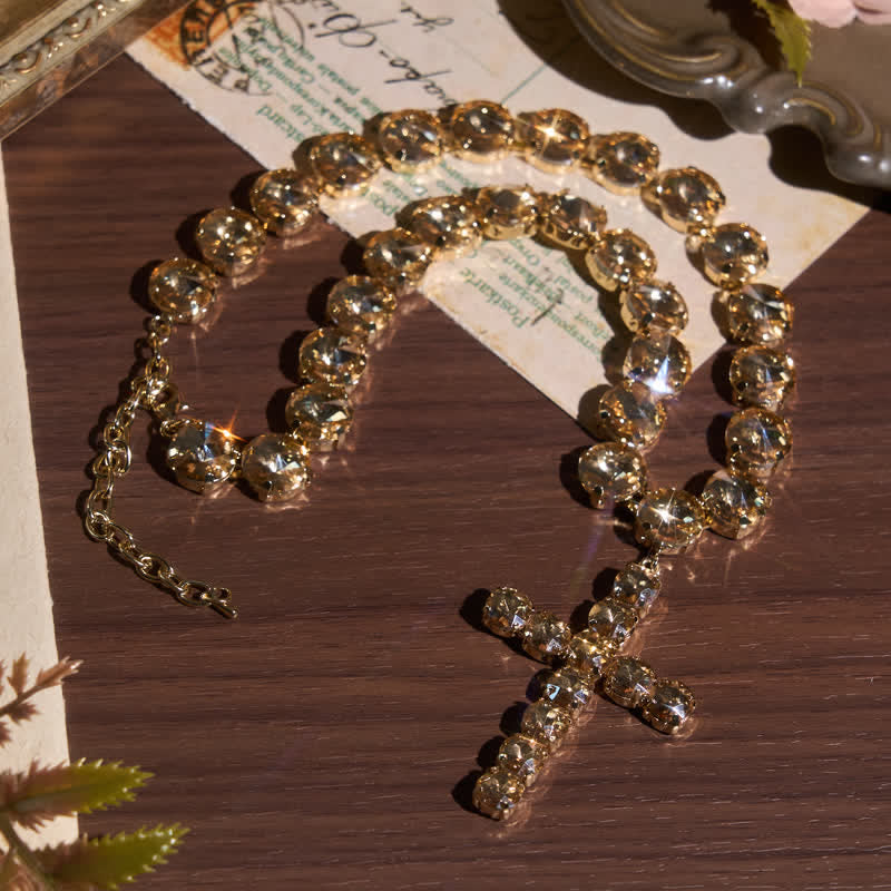 Christianartworkshop Eye-Catching Jeweled Copper Cross Necklace: Messenger of Heavenly Splendor - Yellow - image 6