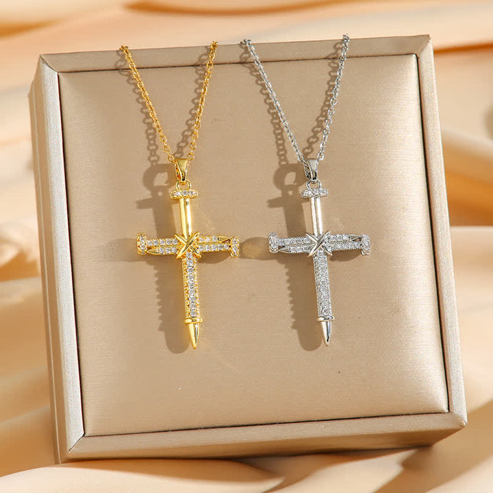 Christianartworkshop Nailed Cross Titanium Steel Chain Necklace: Symbol of Timeless Divine Protection - image 0