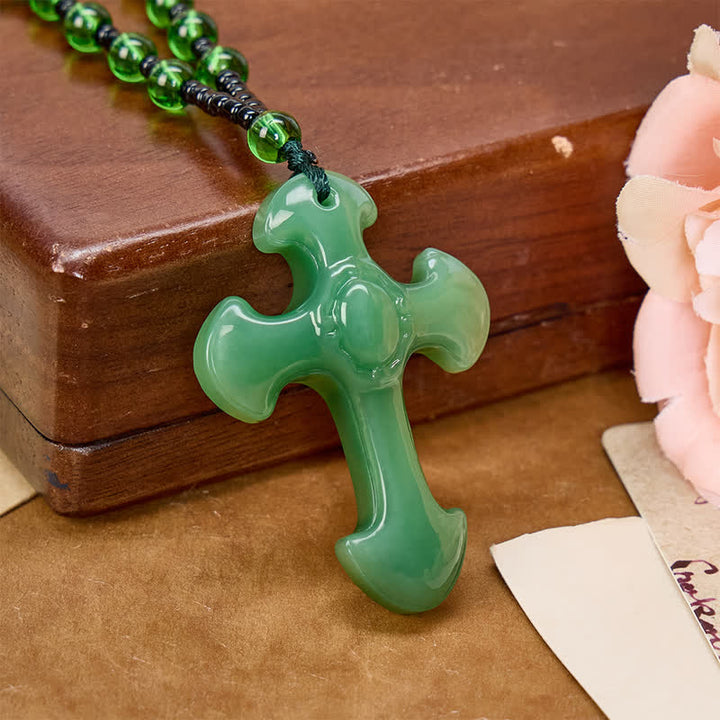 Christianartworkshop Polished Relief Glass Cross Bead Pendant: Sign of Steady Divine Guardianship - image 4