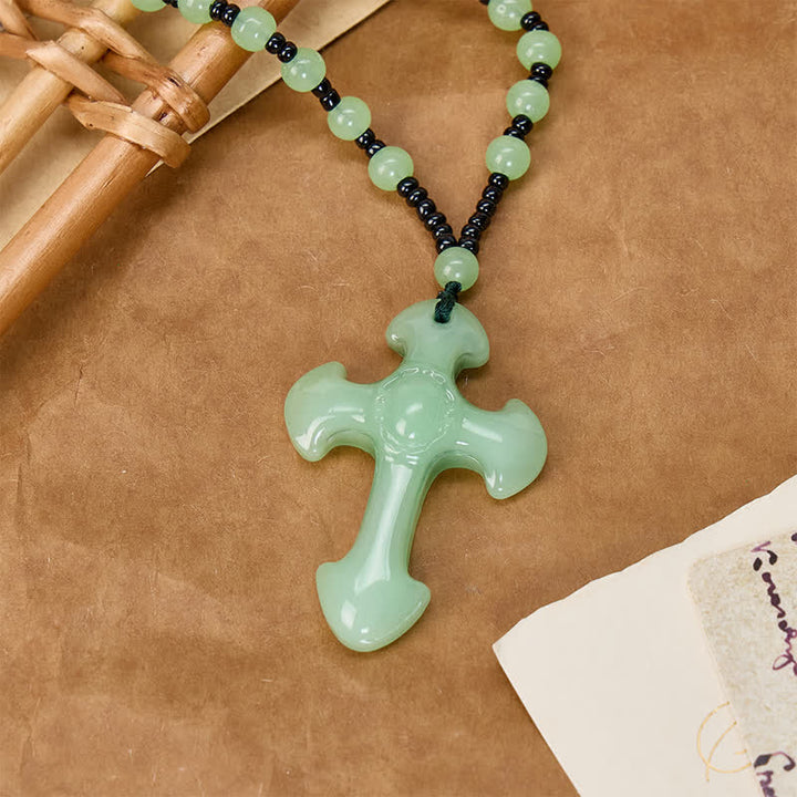 Christianartworkshop Polished Relief Glass Cross Bead Pendant: Sign of Steady Divine Guardianship - image 8