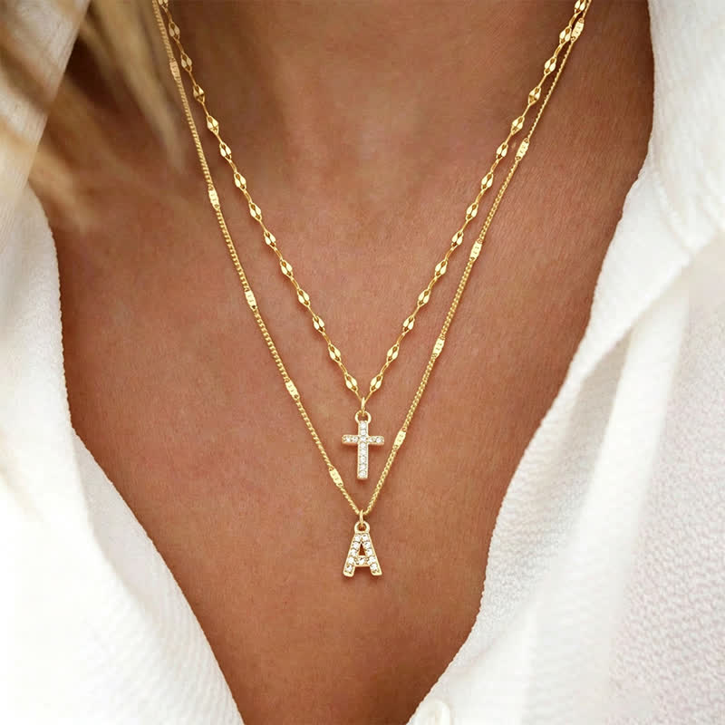 FREE Today: Layered Copper Cross Letter Pendant Necklace: Messenger of Gentle Heavenly Calm - A - image 0
