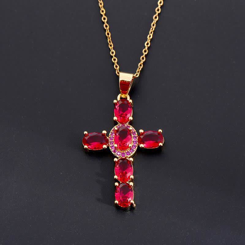 FREE Today: Sacred Gem Cross Necklace: Symbol of Calm Abiding Peace - Red - image 6