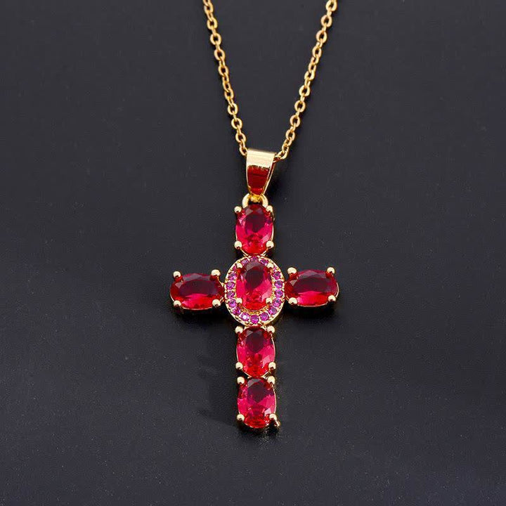 FREE Today: Sacred Gem Cross Necklace: Symbol of Calm Abiding Peace - Red - image 6