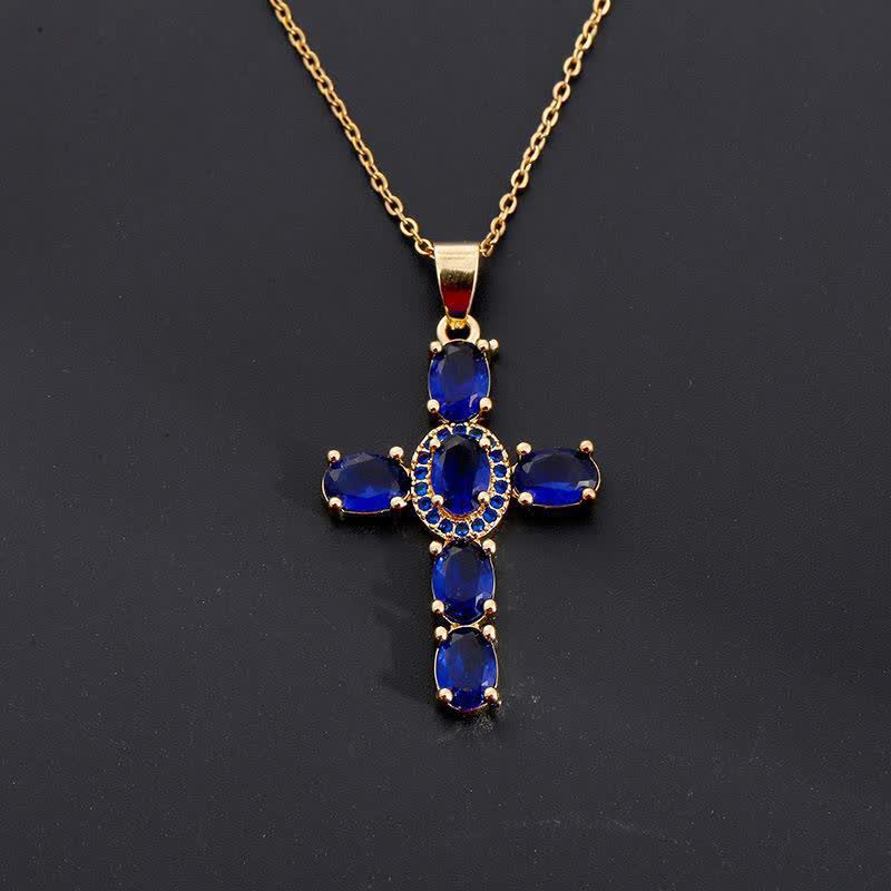 FREE Today: Sacred Gem Cross Necklace: Symbol of Calm Abiding Peace - Royal Blue - image 9