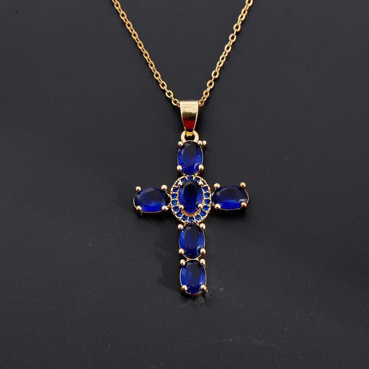 FREE Today: Sacred Gem Cross Necklace: Symbol of Calm Abiding Peace - Royal Blue - image 9