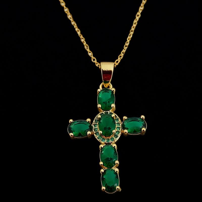 Christianartworkshop Sacred Gem Cross Necklace: Symbol of Calm Abiding Peace - Dark Green - image 10