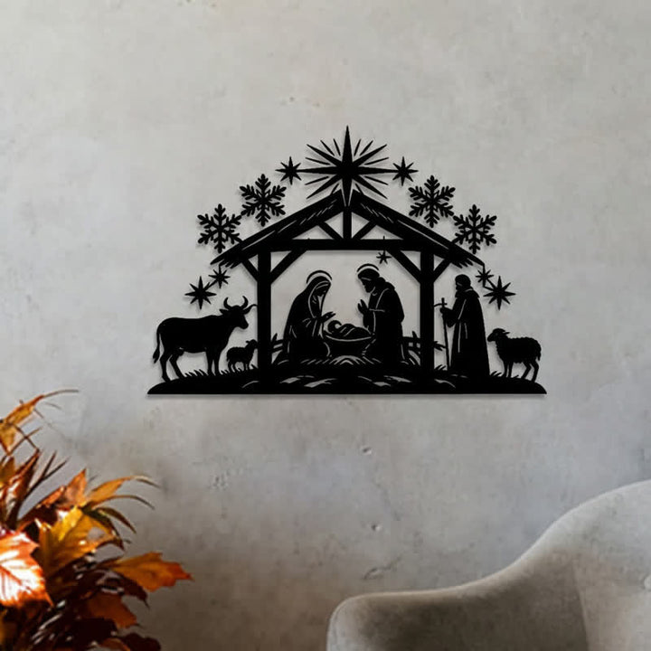 Christianartworkshop Precisely Cut Nativity Metal Wall Sign: Badge of Soft Heavenly Light - image 2