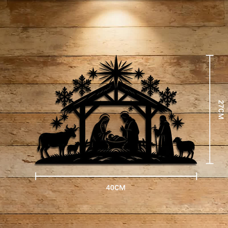 Christianartworkshop Precisely Cut Nativity Metal Wall Sign: Badge of Soft Heavenly Light - 10.63''*15.75''*0.04''/27*40*0.1cm - image 6