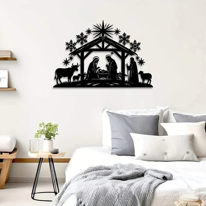 Christianartworkshop Precisely Cut Nativity Metal Wall Sign: Badge of Soft Heavenly Light - image 3