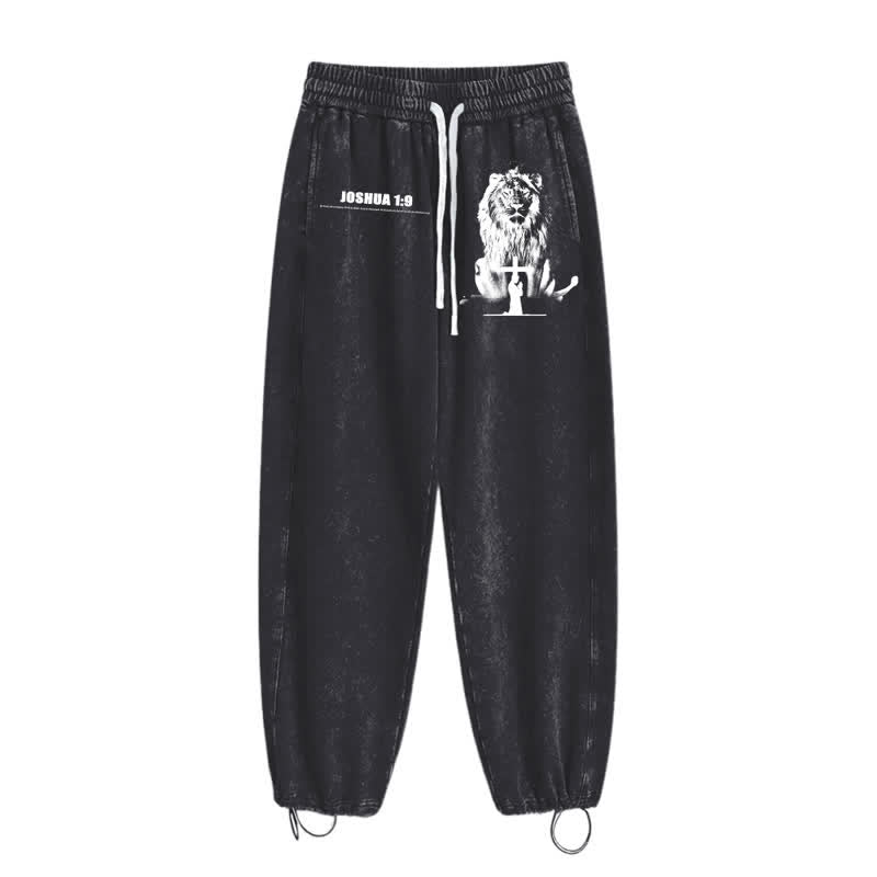 Christianartworkshop Joshua 1:9 Lion Courage Relaxed Fit Washed Sweatpants - image 10