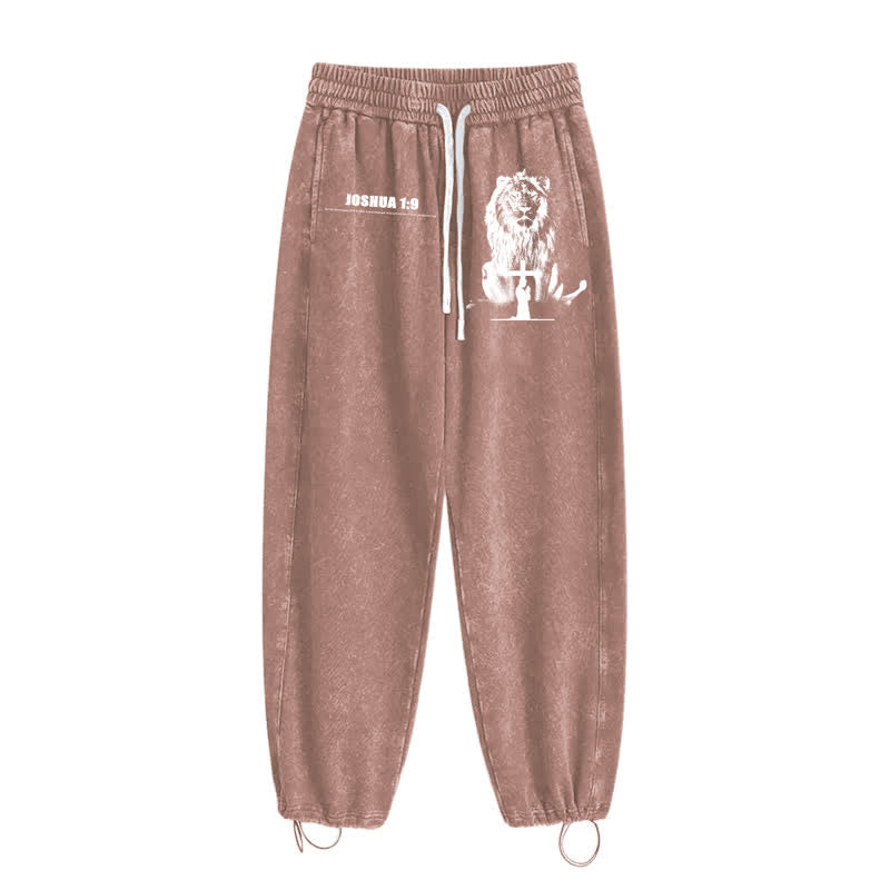 Christianartworkshop Joshua 1:9 Lion Courage Relaxed Fit Washed Sweatpants - image 44