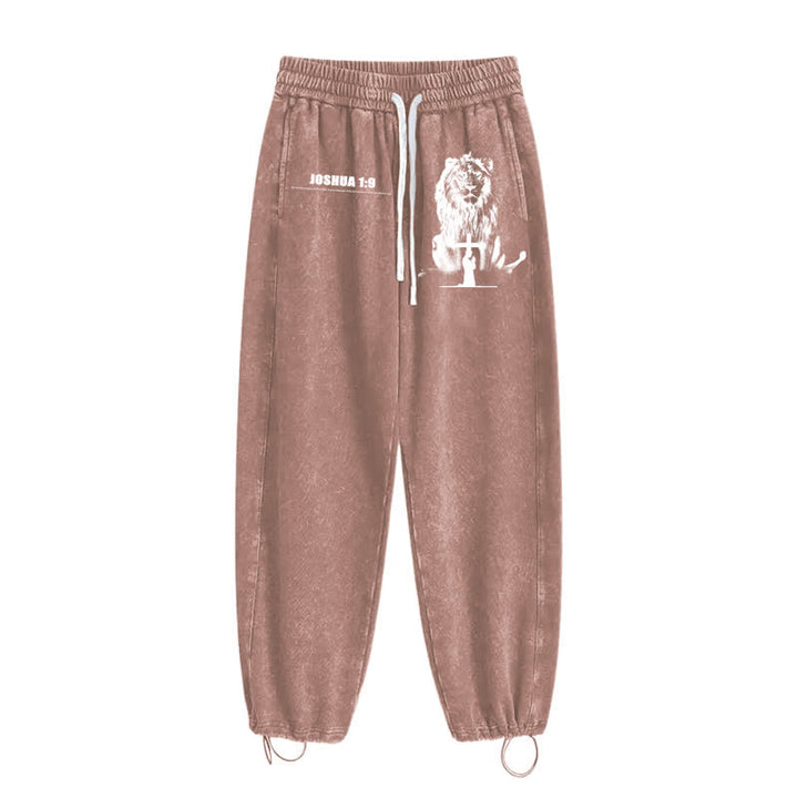 Christianartworkshop Joshua 1:9 Lion Courage Relaxed Fit Washed Sweatpants - image 44