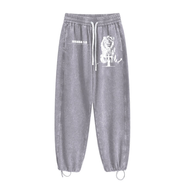 Christianartworkshop Joshua 1:9 Lion Courage Relaxed Fit Washed Sweatpants - image 20