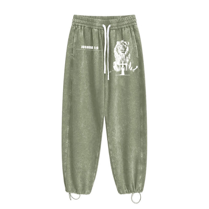 Christianartworkshop Joshua 1:9 Lion Courage Relaxed Fit Washed Sweatpants - image 28