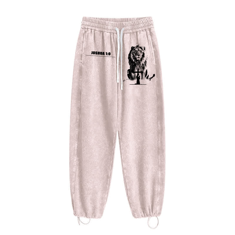 Christianartworkshop Joshua 1:9 Lion Courage Relaxed Fit Washed Sweatpants - image 2