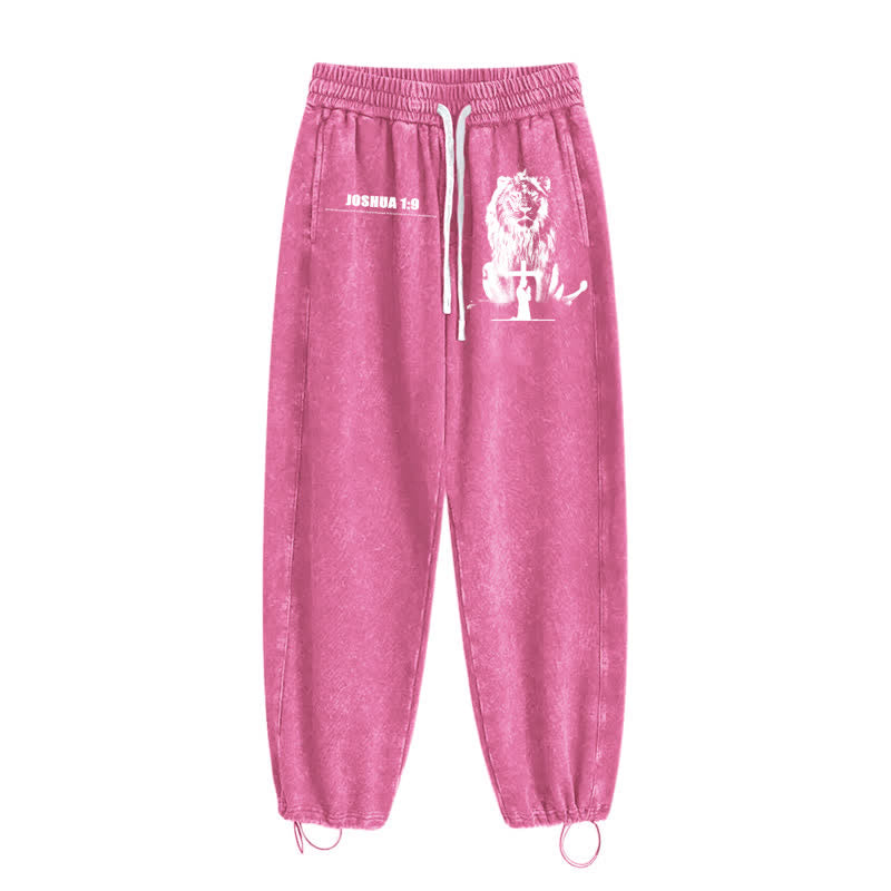 Christianartworkshop Joshua 1:9 Lion Courage Relaxed Fit Washed Sweatpants - image 36