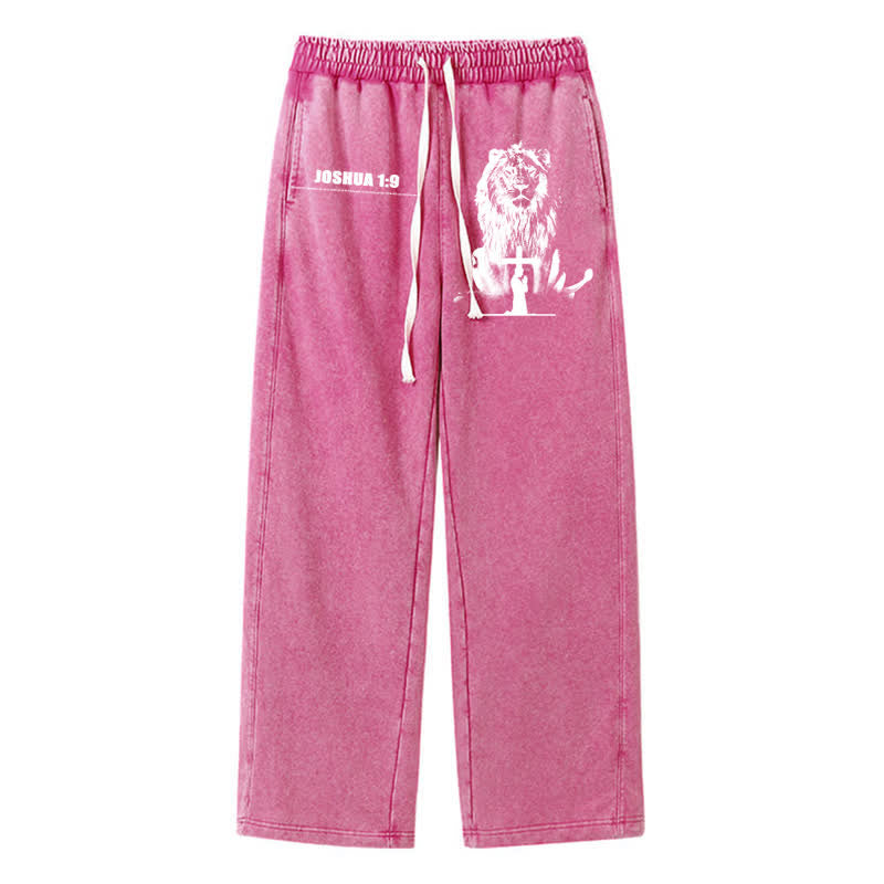 Christianartworkshop Joshua 1:9 Lion Courage Relaxed Fit Washed Sweatpants - Rose - 2XL - image 34