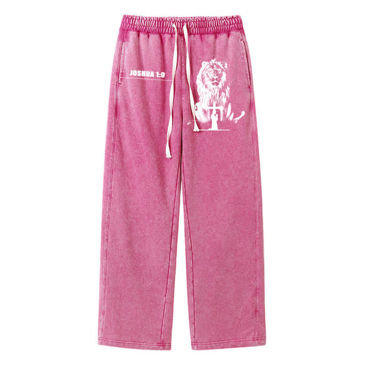 Christianartworkshop Joshua 1:9 Lion Courage Relaxed Fit Washed Sweatpants - Rose - 2XL - image 34