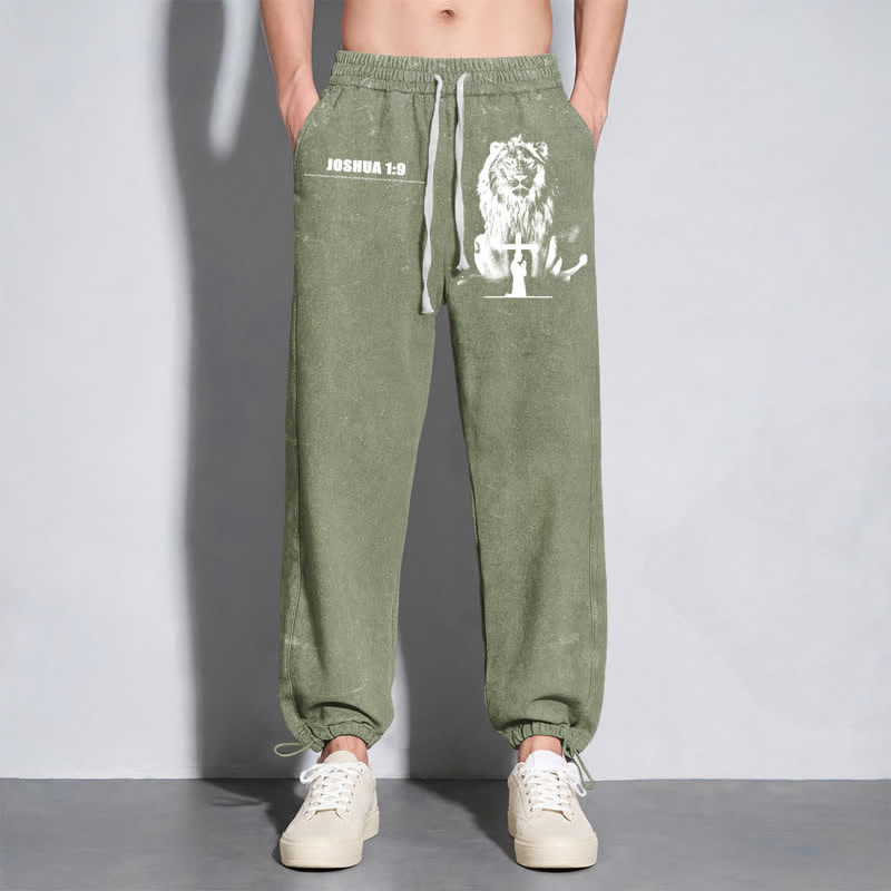 Christianartworkshop Joshua 1:9 Lion Courage Relaxed Fit Washed Sweatpants - image 32