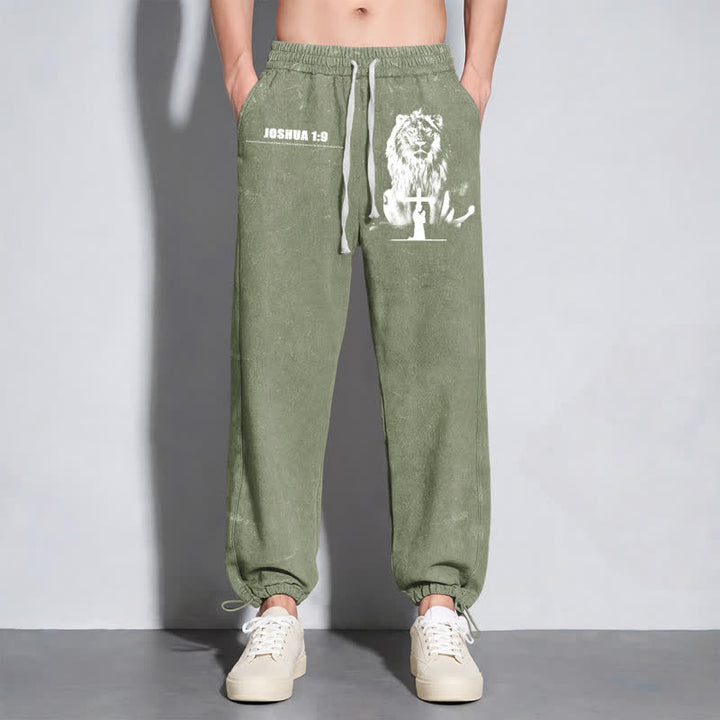 Christianartworkshop Joshua 1:9 Lion Courage Relaxed Fit Washed Sweatpants - image 32