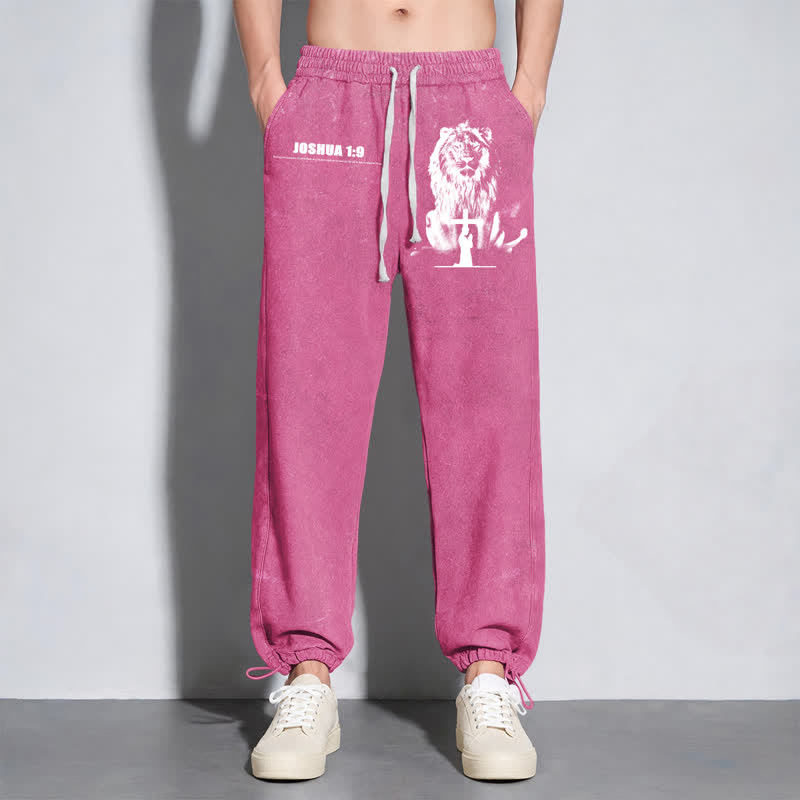 Christianartworkshop Joshua 1:9 Lion Courage Relaxed Fit Washed Sweatpants - image 40