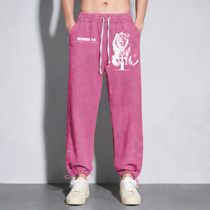 Christianartworkshop Joshua 1:9 Lion Courage Relaxed Fit Washed Sweatpants - image 40