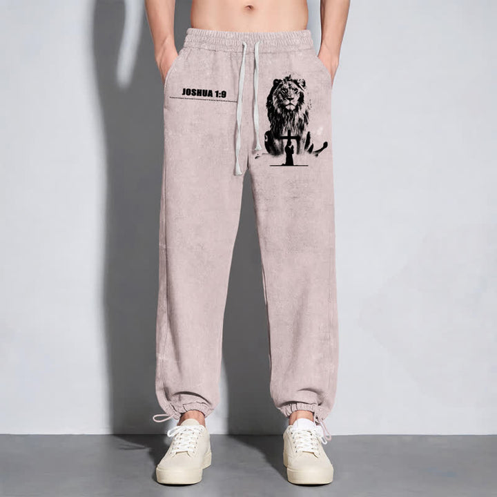 Christianartworkshop Joshua 1:9 Lion Courage Relaxed Fit Washed Sweatpants - image 6
