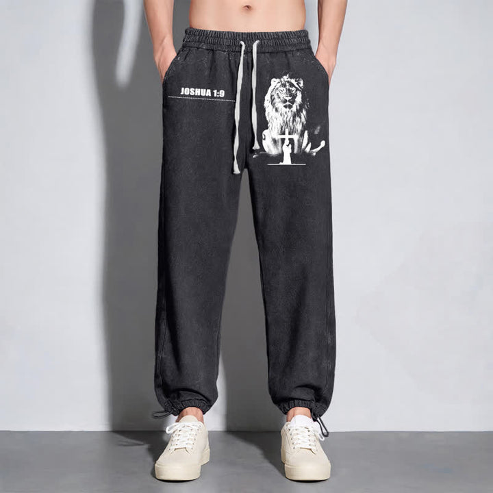 Christianartworkshop Joshua 1:9 Lion Courage Relaxed Fit Washed Sweatpants - image 14