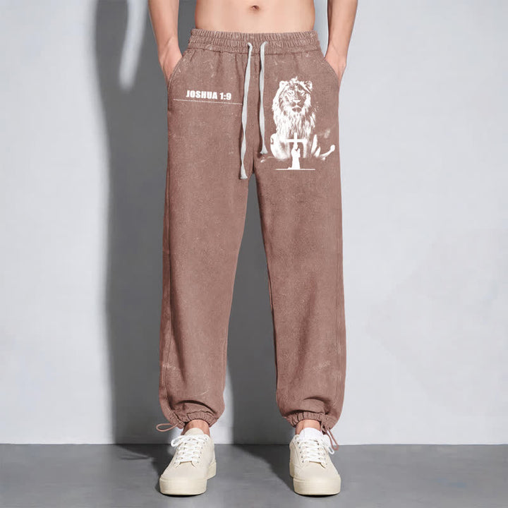 Christianartworkshop Joshua 1:9 Lion Courage Relaxed Fit Washed Sweatpants - image 48