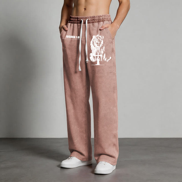 Christianartworkshop Joshua 1:9 Lion Courage Relaxed Fit Washed Sweatpants - image 46