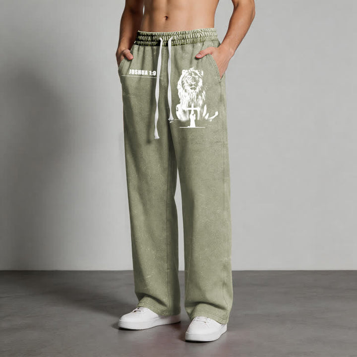 Christianartworkshop Joshua 1:9 Lion Courage Relaxed Fit Washed Sweatpants - image 30