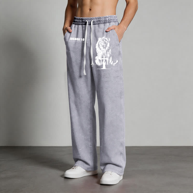 Christianartworkshop Joshua 1:9 Lion Courage Relaxed Fit Washed Sweatpants - image 22