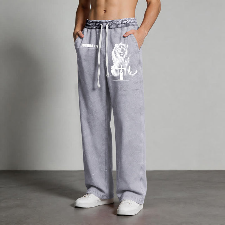 Christianartworkshop Joshua 1:9 Lion Courage Relaxed Fit Washed Sweatpants - image 22
