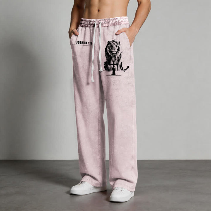 Christianartworkshop Joshua 1:9 Lion Courage Relaxed Fit Washed Sweatpants - image 4