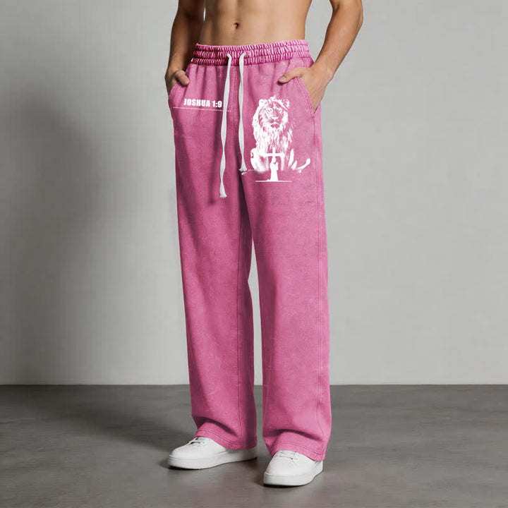 Christianartworkshop Joshua 1:9 Lion Courage Relaxed Fit Washed Sweatpants - image 38