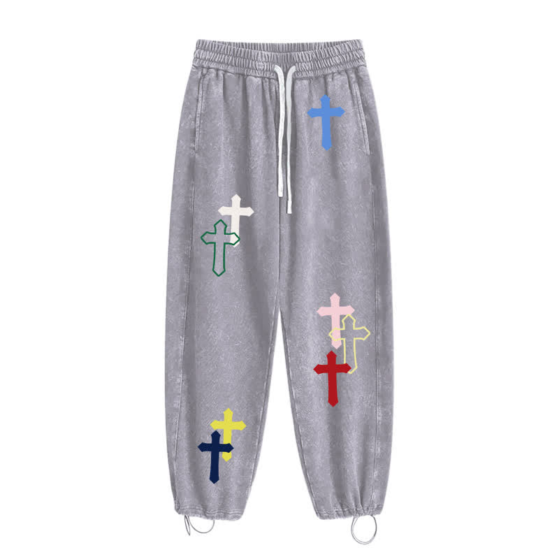 Christianartworkshop Multicolor Cross Streetwear Relaxed Fit Washed Sweatpants - image 28