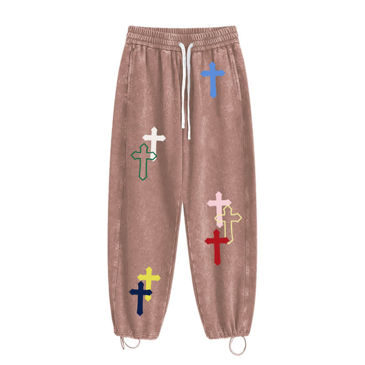 Christianartworkshop Multicolor Cross Streetwear Relaxed Fit Washed Sweatpants - image 44