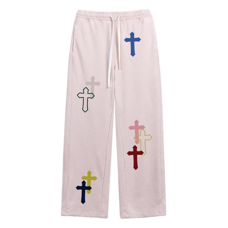 Christianartworkshop Multicolor Cross Streetwear Relaxed Fit Washed Sweatpants - Apricot - 2XL - image 0
