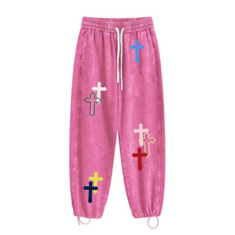 Christianartworkshop Multicolor Cross Streetwear Relaxed Fit Washed Sweatpants - image 36