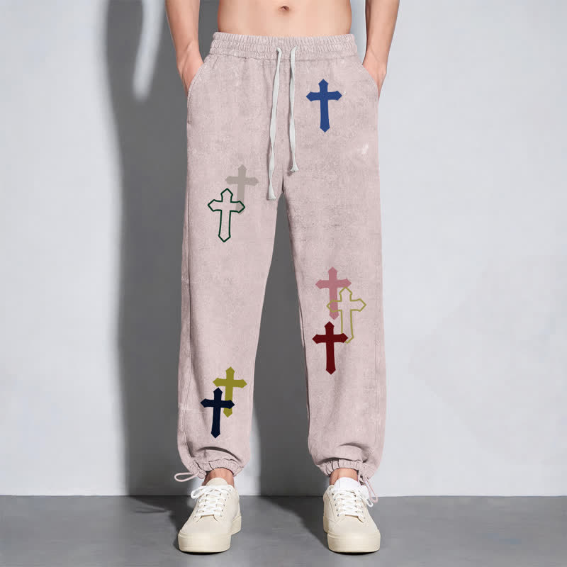 Christianartworkshop Multicolor Cross Streetwear Relaxed Fit Washed Sweatpants - image 6