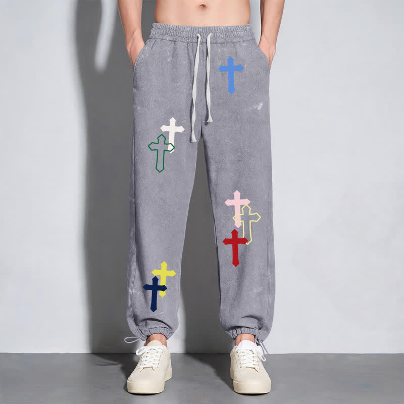 Christianartworkshop Multicolor Cross Streetwear Relaxed Fit Washed Sweatpants - image 32