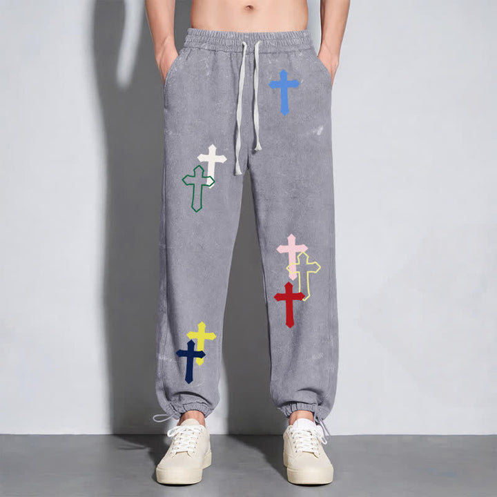 Christianartworkshop Multicolor Cross Streetwear Relaxed Fit Washed Sweatpants - image 32
