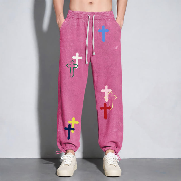 Christianartworkshop Multicolor Cross Streetwear Relaxed Fit Washed Sweatpants - image 40