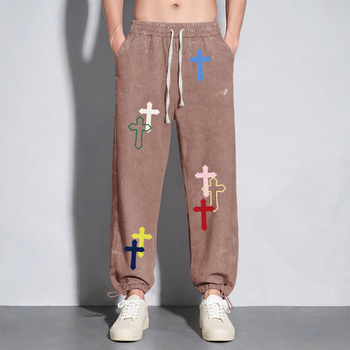 Christianartworkshop Multicolor Cross Streetwear Relaxed Fit Washed Sweatpants - image 48