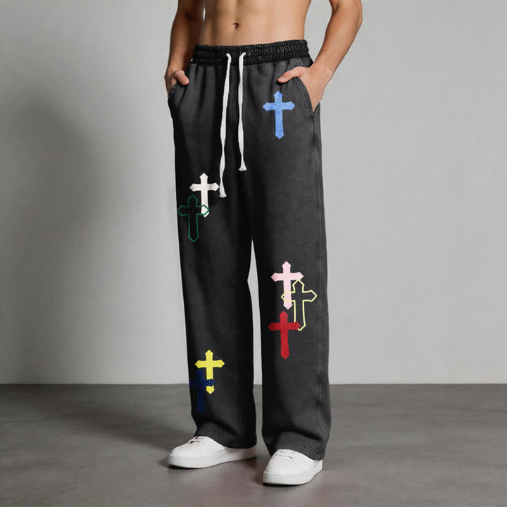 Christianartworkshop Multicolor Cross Streetwear Relaxed Fit Washed Sweatpants - image 12