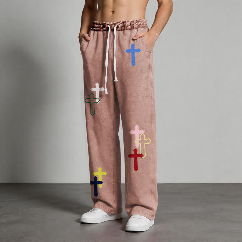 Christianartworkshop Multicolor Cross Streetwear Relaxed Fit Washed Sweatpants - image 46
