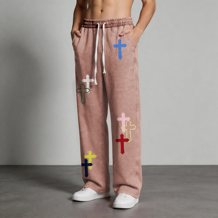 Christianartworkshop Multicolor Cross Streetwear Relaxed Fit Washed Sweatpants - image 46